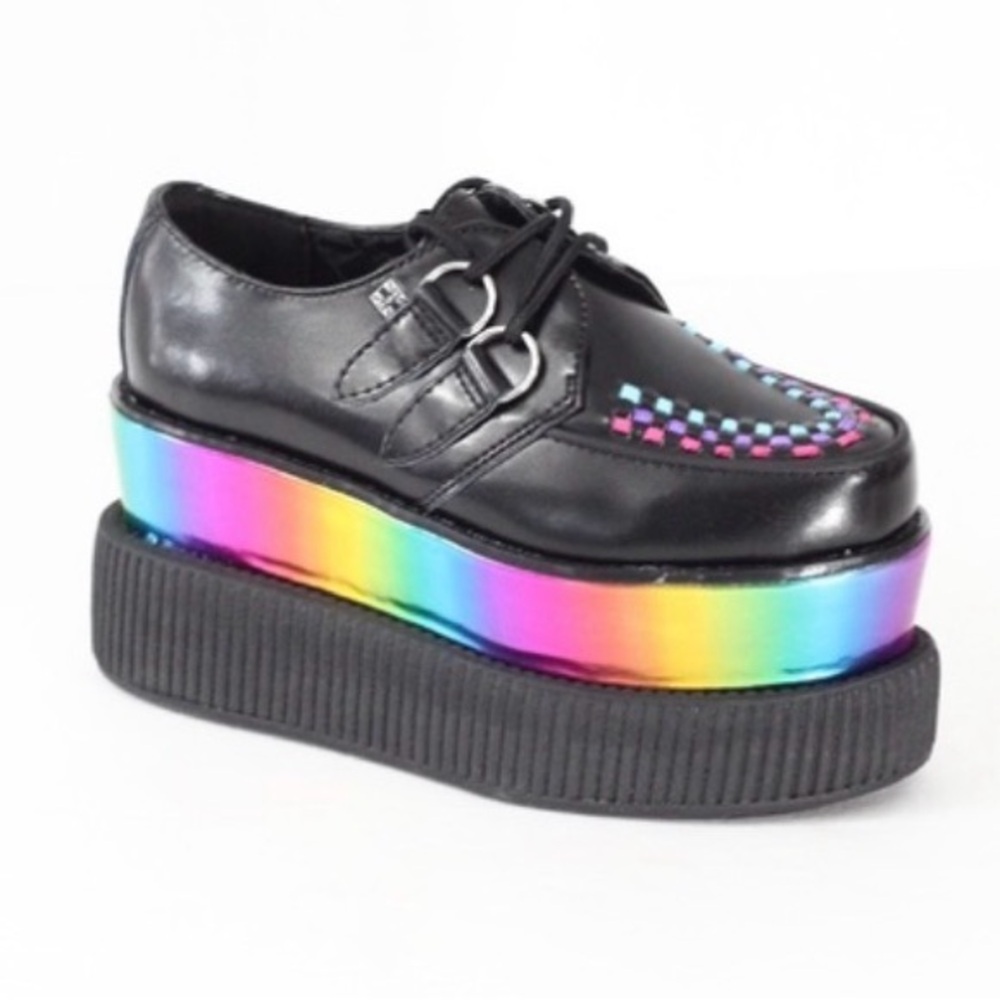 TUK Rainbow Creepers Platform Shoes New Women sz 6 Colorful Oxford